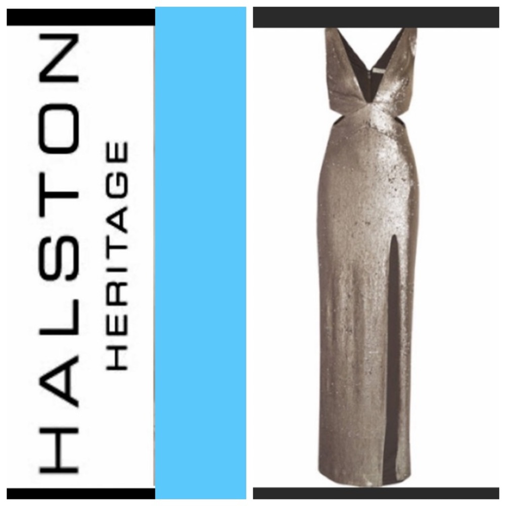Halston Heritage antique silver gown